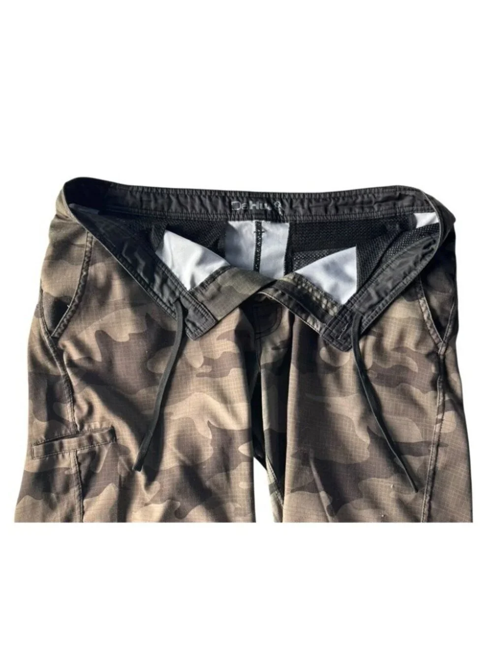 Da Hui Men's Sz 34 Green Brown Camo Stretch Mid Rise Slash Pockets Hybrid Shorts